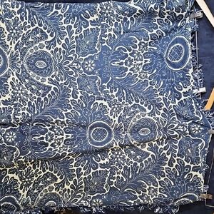 Vintage Blue and White Paisley Patterned Bedspread